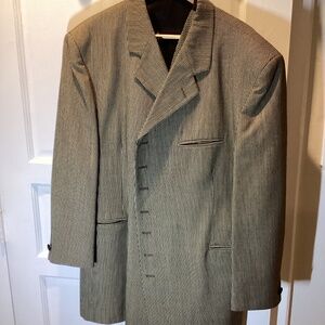 Brown Pinstripe Vested Suit 2 Piece Stacy Adams size 46R,